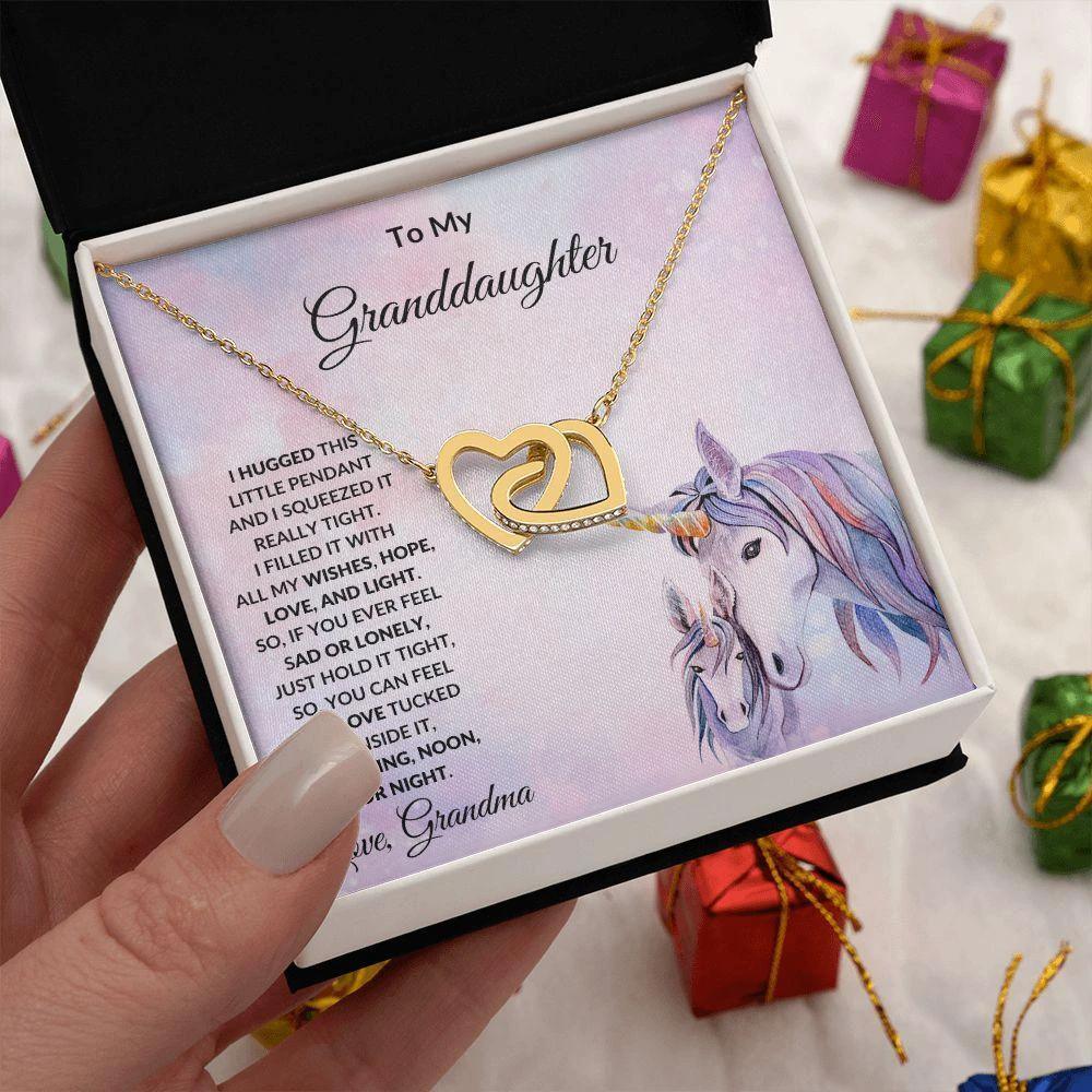 To My Granddaughter Love and Light Hearts Necklace