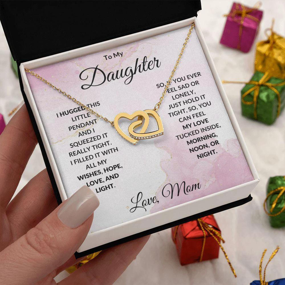 To My Daughter Wishes Interlocking Hearts Necklace
