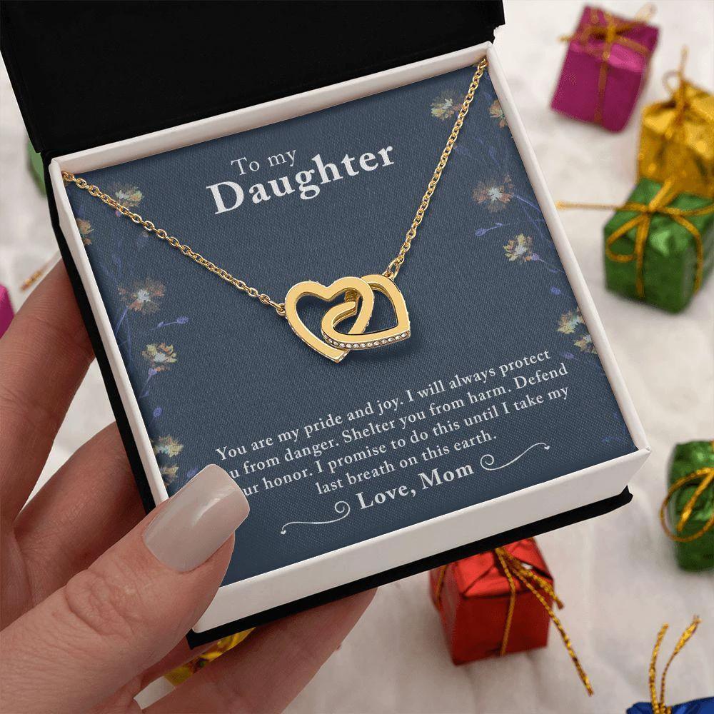 To My Daughter -You Are My Pride And Joy - Interlocking Hearts Necklace