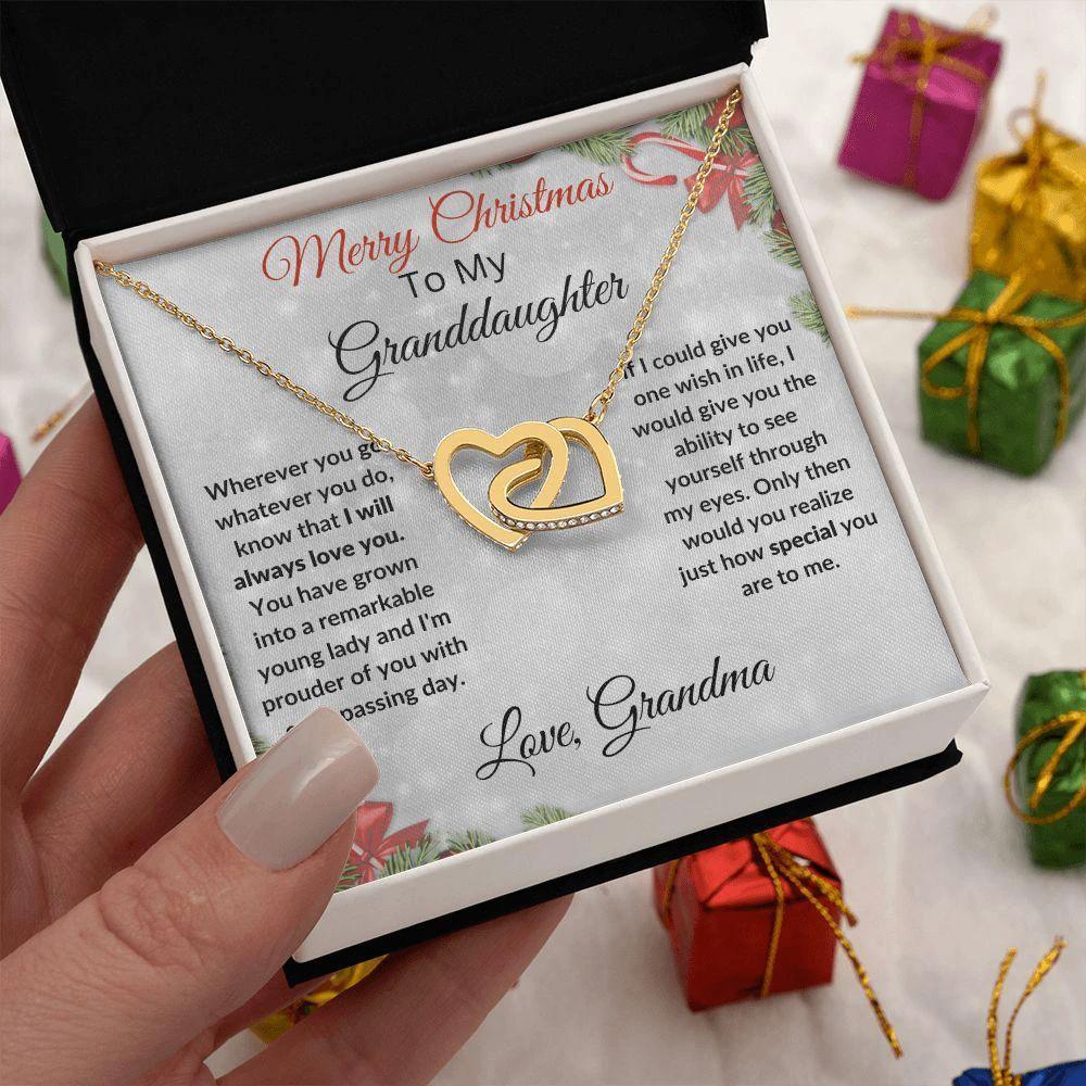 Christmas Gift for Granddaughter Interlocking Hearts Pendant Necklace