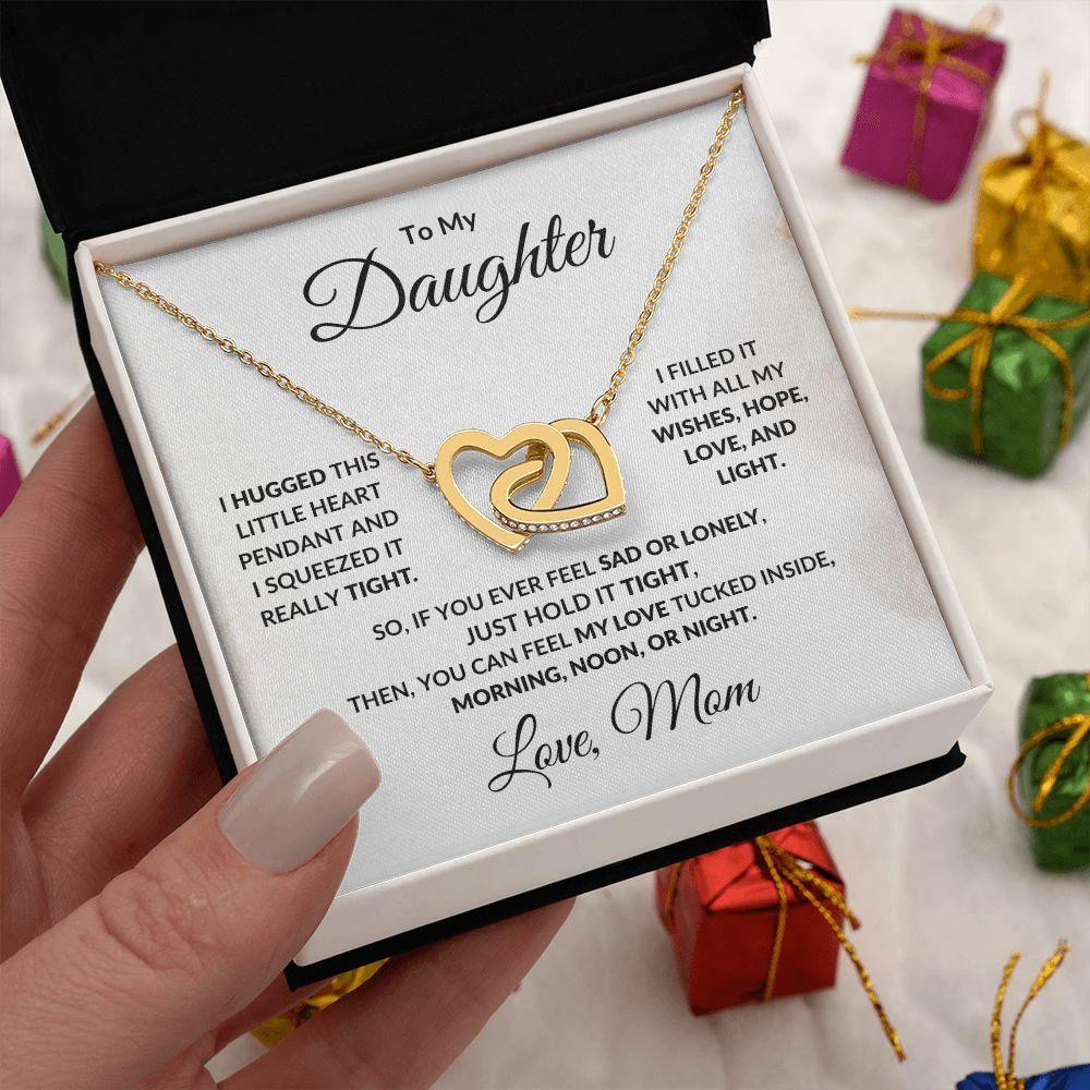 Gift for Young Daughter Hugs Interlocking Hearts Necklace