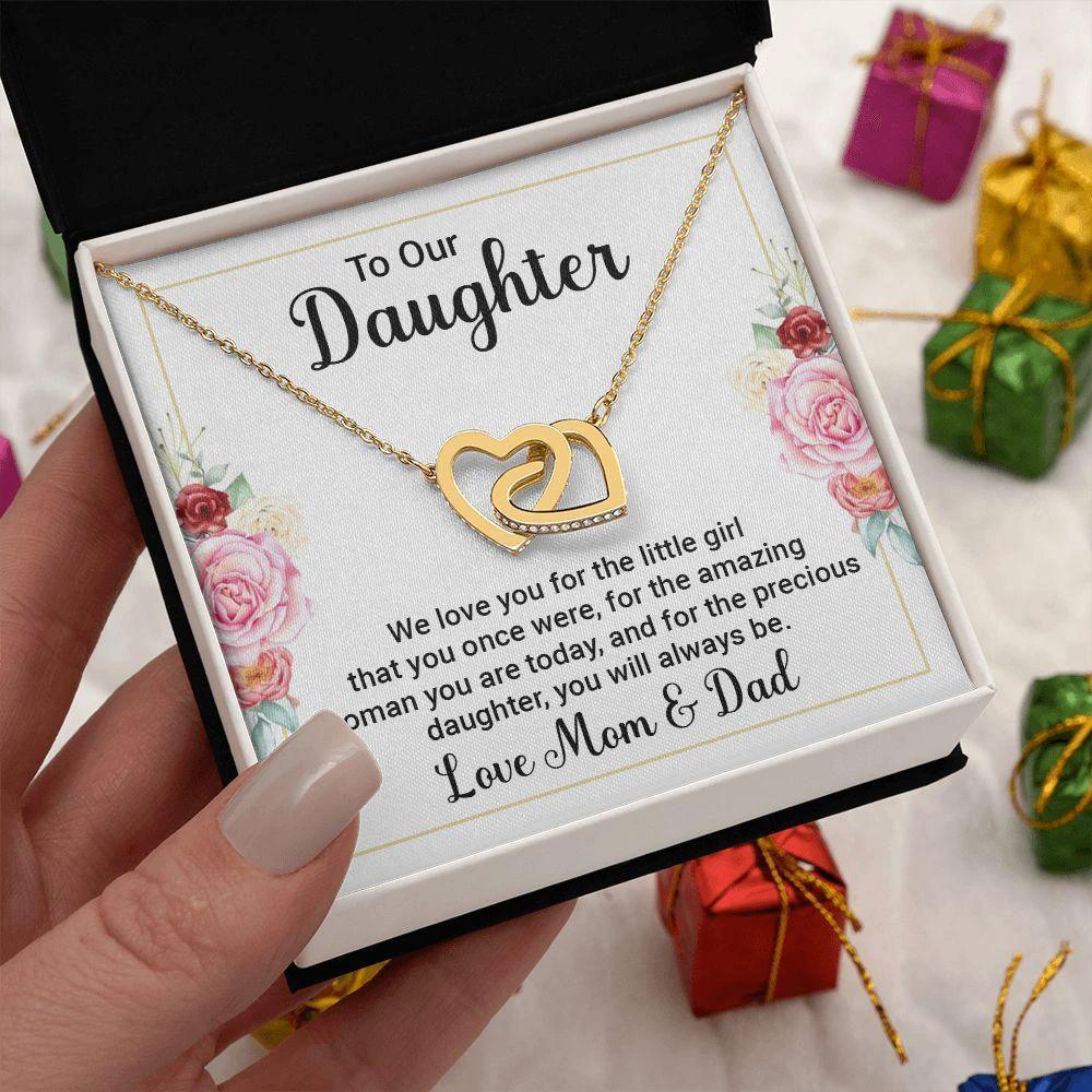 To Our Daughter, We Love You Interlocking Hearts Necklace
