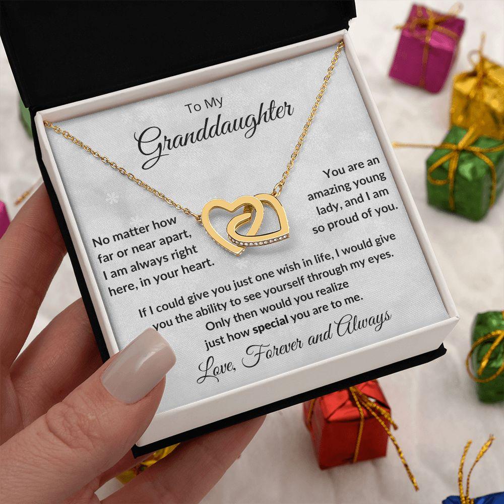 Gift for Granddaughter - Special to Me - Interlocking Hearts Necklac - Mallard Moon Gift Shop