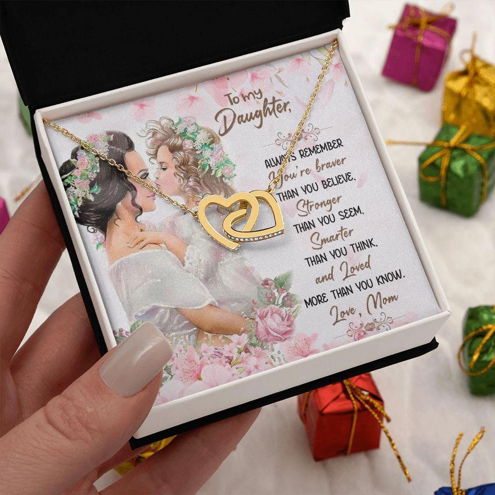 Gift for Daughter - Braver Than You Believe - Interlocking Hearts Necklace