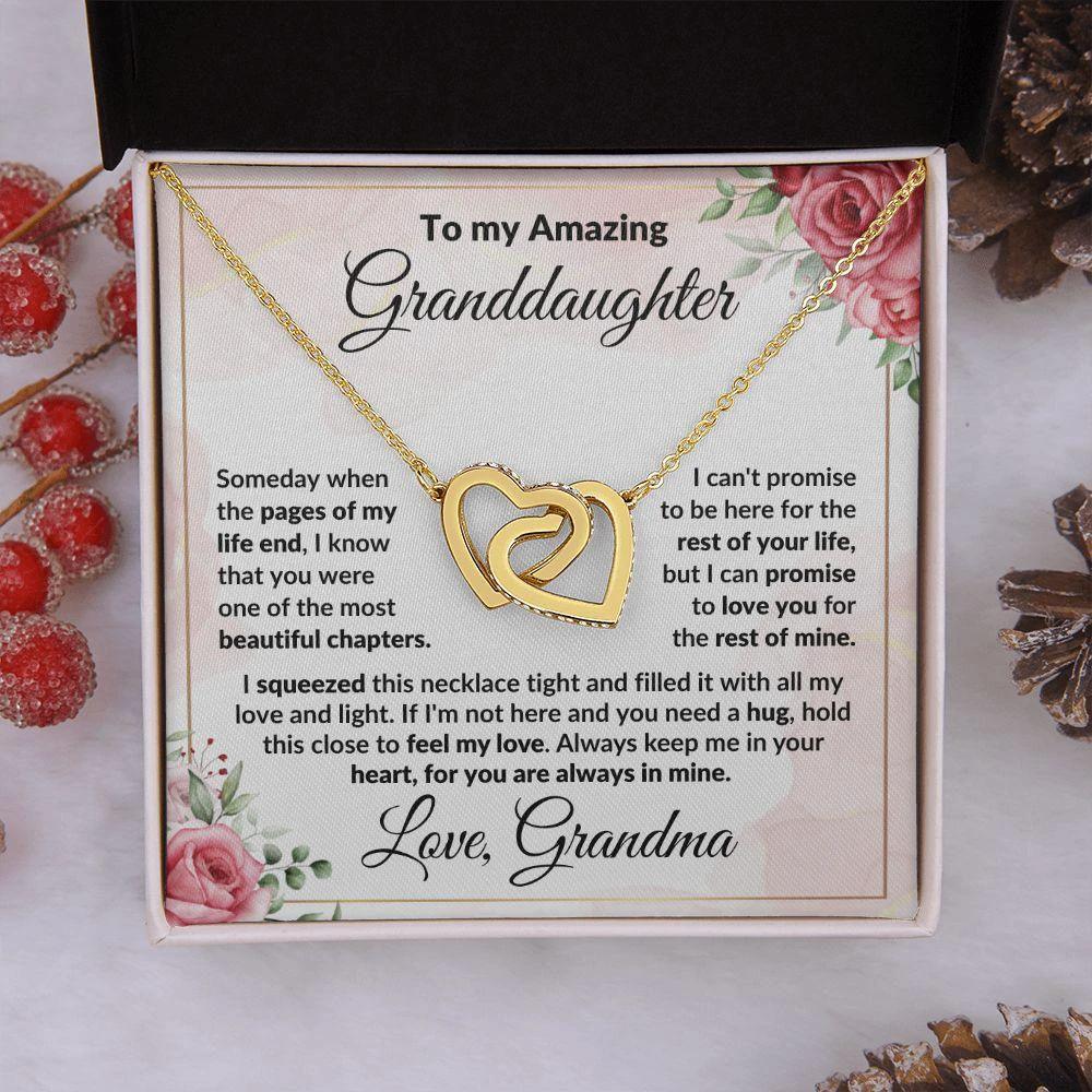 To My Amazing Granddaughter - I Promise to Love You - Interlocking Hearts Necklace with Gift Box