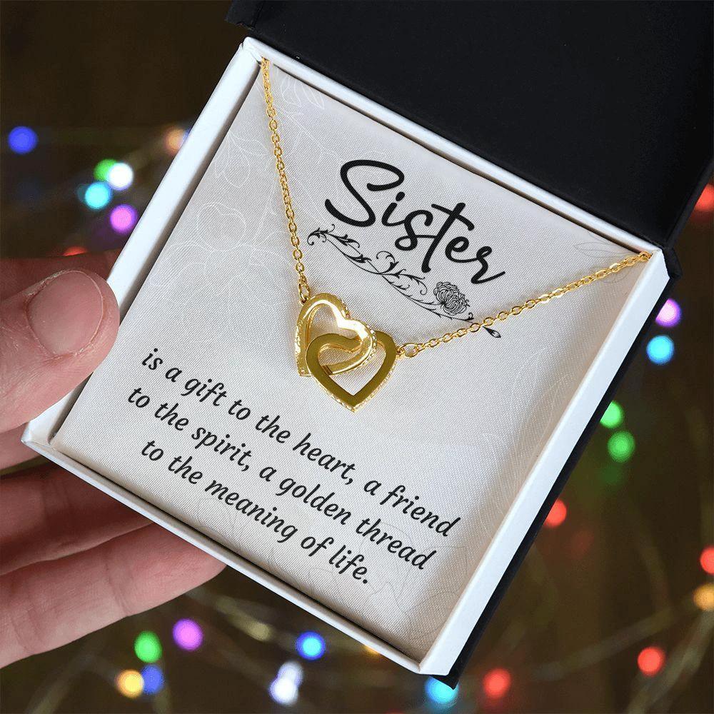 A Sister is a Gift Interlocking Hearts Necklace
