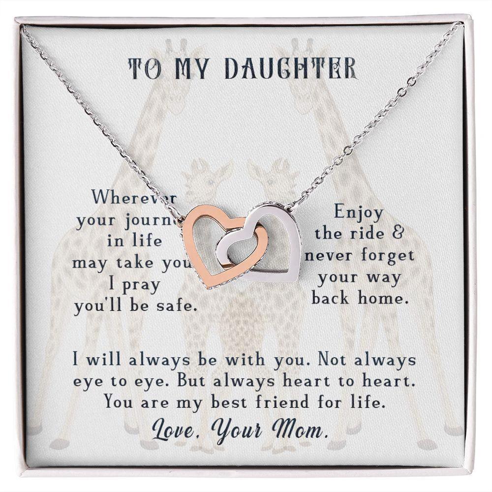 To My Daughter Your Journey in Life Interlocking Hearts Necklace