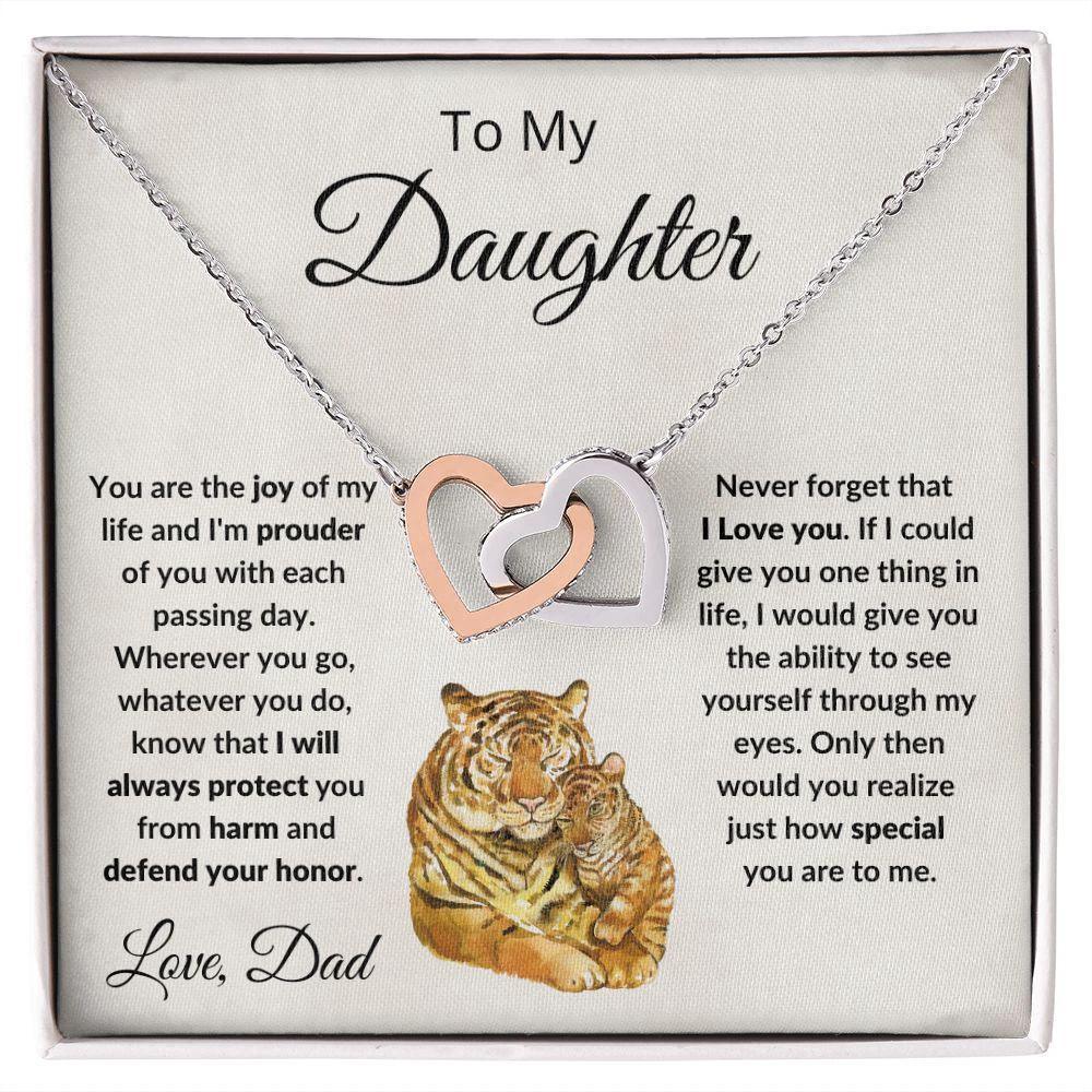 To My Daughter Joy of My Life Love Dad Interlocking Hearts Necklace