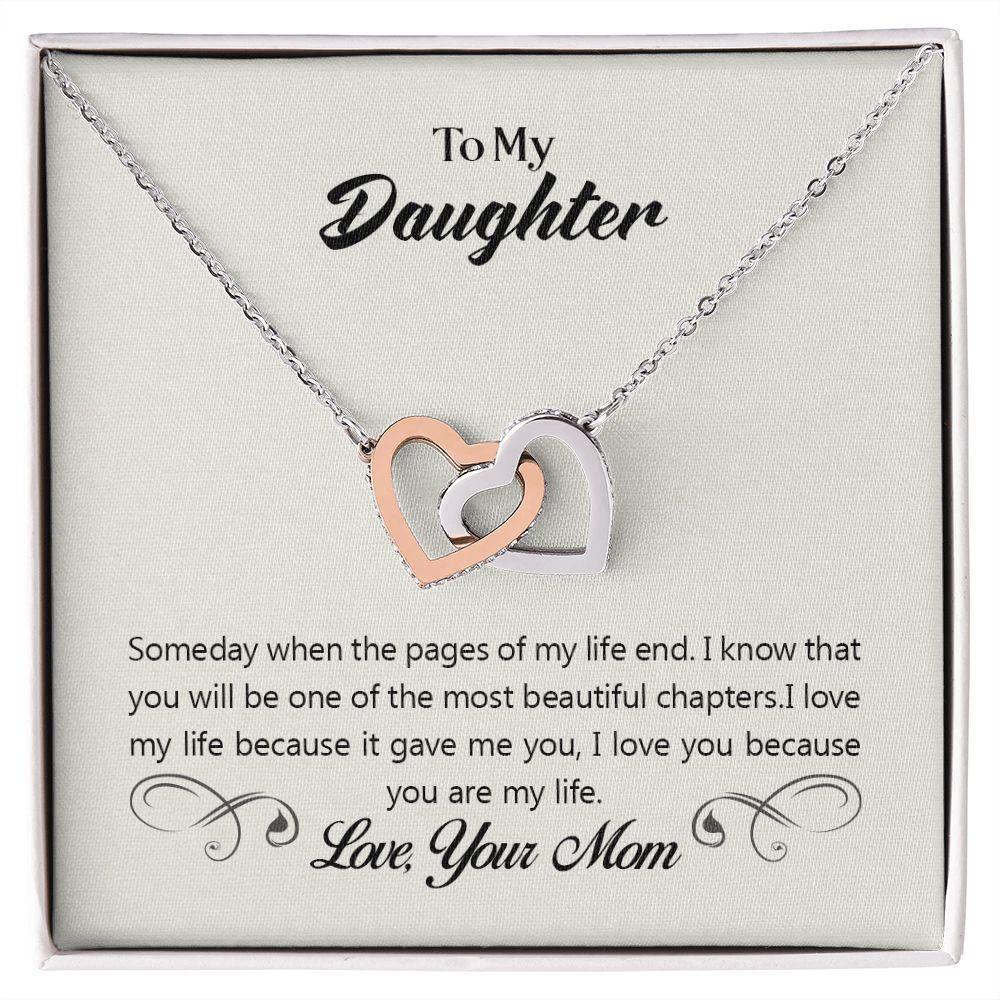 To My Daughter - Pages of Life - Interlocking Hearts Necklace