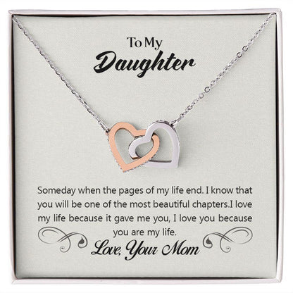 To My Daughter Pages of Life Interlocking Hearts Necklace - Mallard Moon Gift Shop
