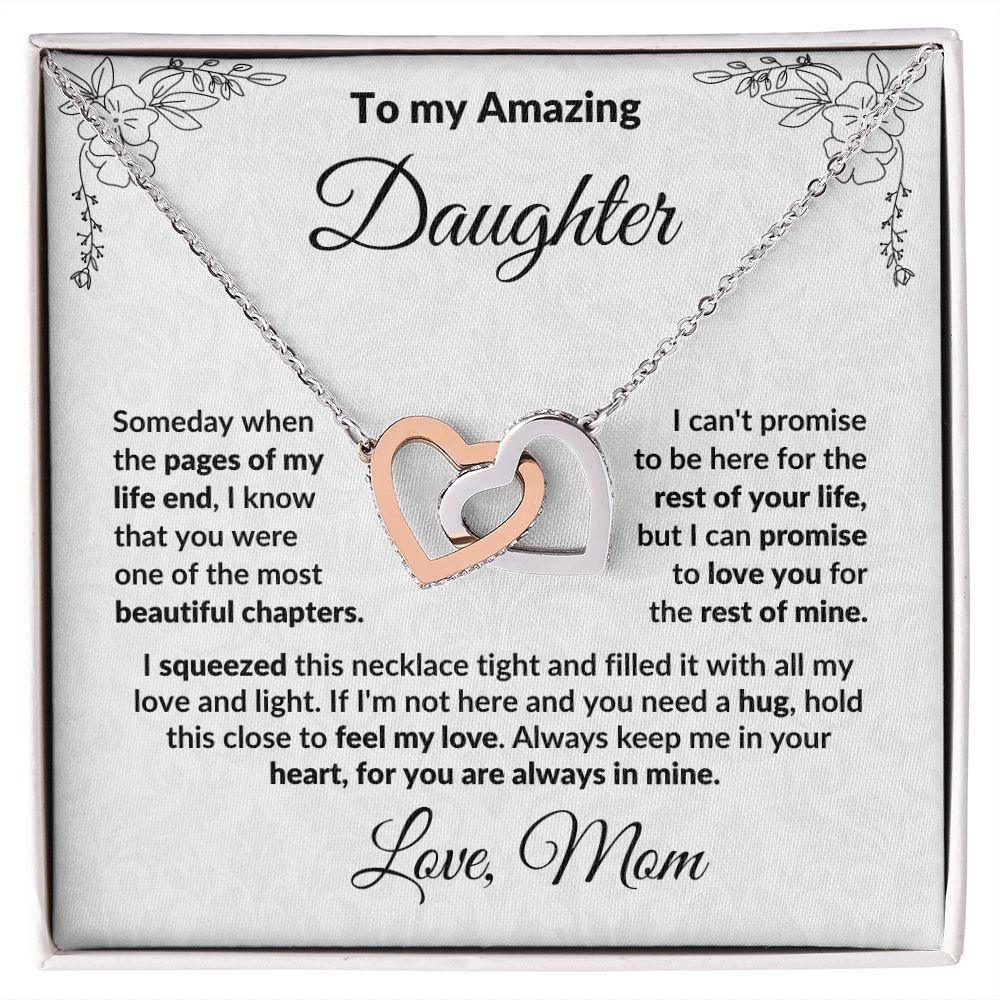 To My Amazing Daughter - I Promise You - Interlocking Hearts Necklace