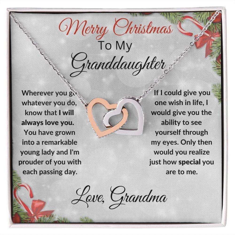 Christmas Gift for Granddaughter Interlocking Hearts Pendant Necklace