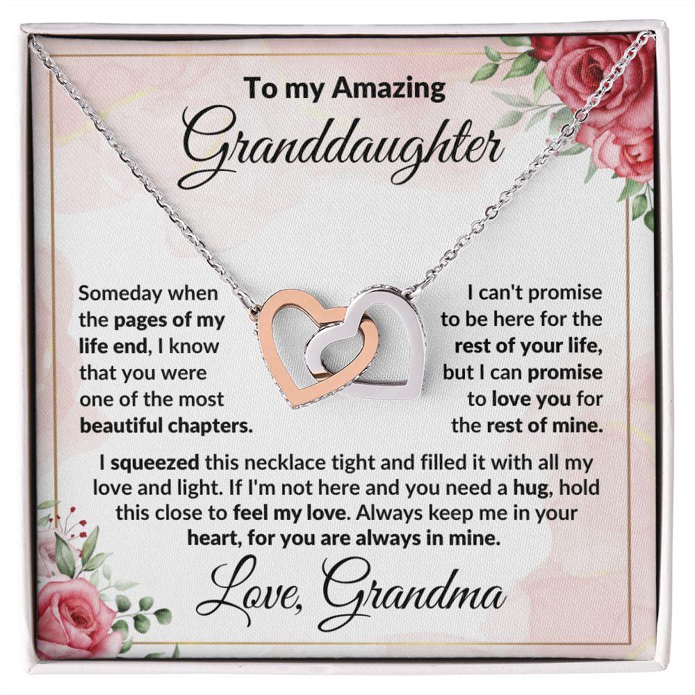 To My Amazing Granddaughter - I Promise to Love You - Interlocking Hearts Necklace with Gift Box - Mallard Moon Gift Shop