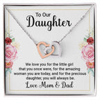 To Our Daughter, We Love You Interlocking Hearts Necklace
