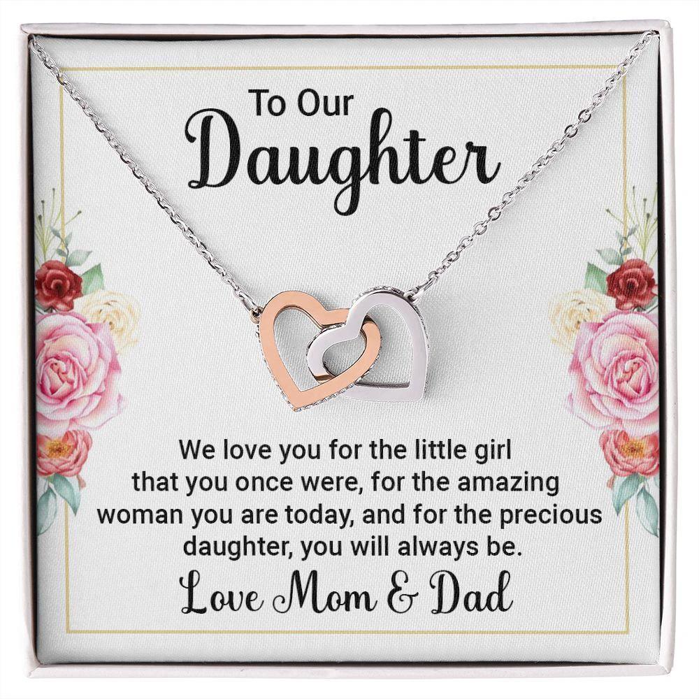To Our Daughter, We Love You Interlocking Hearts Necklace