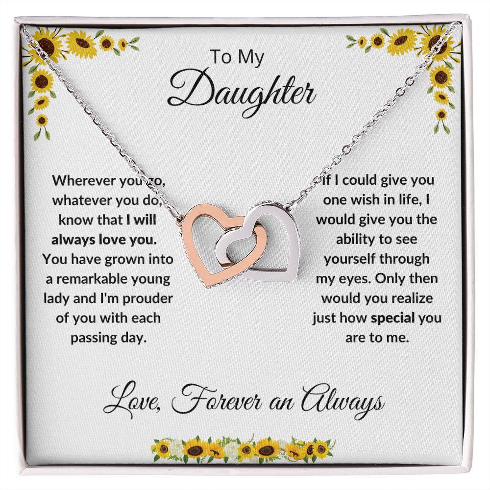 Daughter -Love Always - Interlocking Hearts Necklace - Mallard Moon Gift Shop