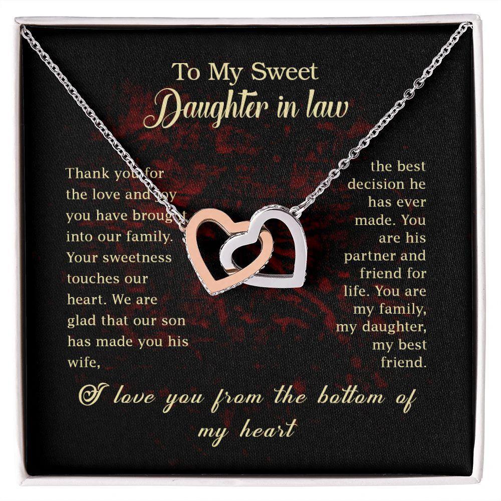 To my Daughter In Law Gift Interlocking Hearts Necklace