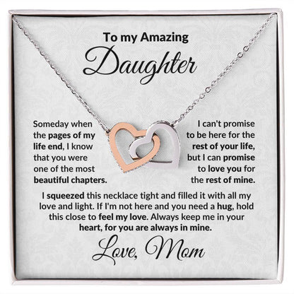 To My Amazing Daughter Interlocking Hearts Pendant Necklace with Personalized Message Card - Mallard Moon Gift Shop