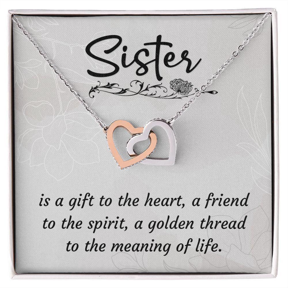 A Sister is a Gift Interlocking Hearts Necklace
