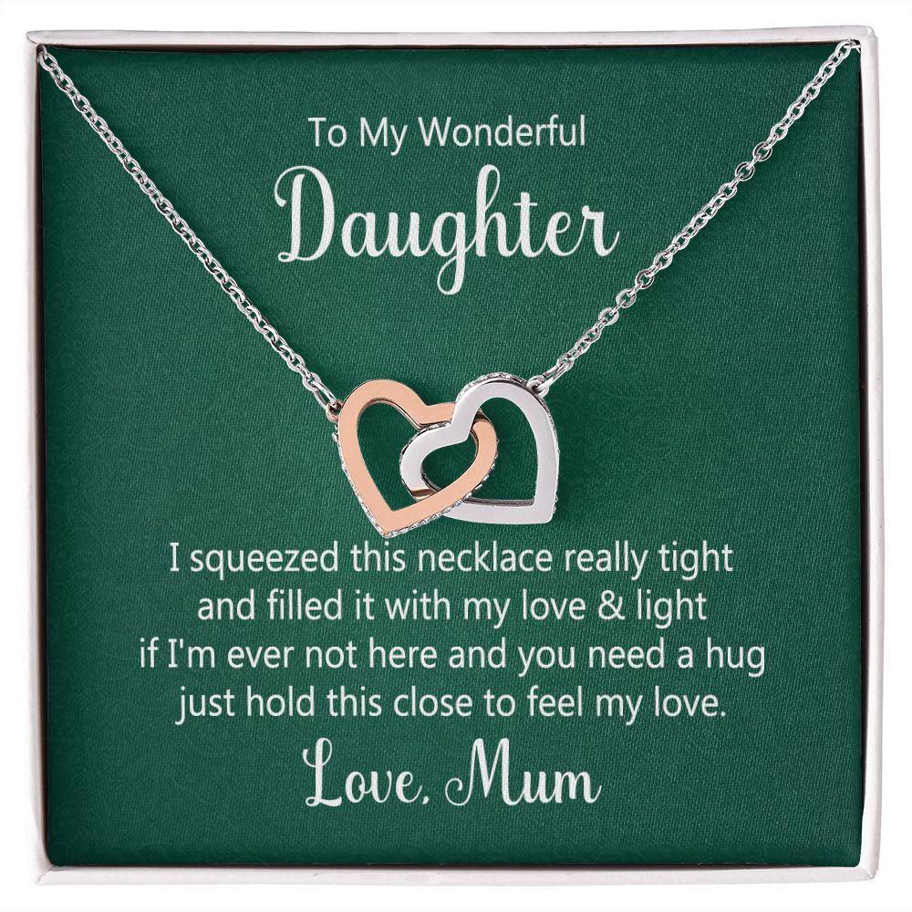 To My Wonderful Daughter - Need a Hug - Interlocking Hearts Necklace