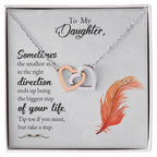 To My Daughter-Sometimes the Smallest Step Interlocking Hearts Necklace