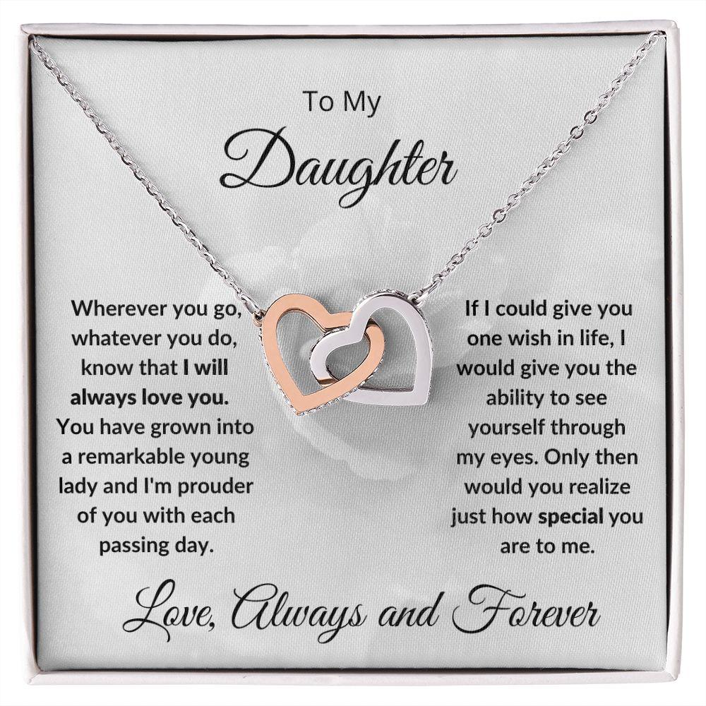 Gift for Daughter - I Will Always Love You - Hearts Pendant Necklace - Mallard Moon Gift Shop