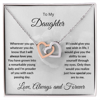 Gift for Daughter - I Will Always Love You - Hearts Pendant Necklace - Mallard Moon Gift Shop