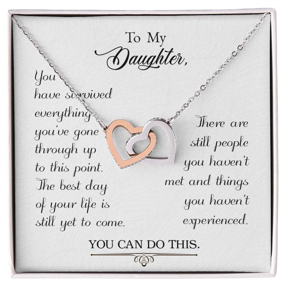 To my Daughter-You Can Do This - Interlocking Hearts Necklace