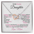 To My Precious Daughter Interlocking Hearts Pendant Necklace with Message Card