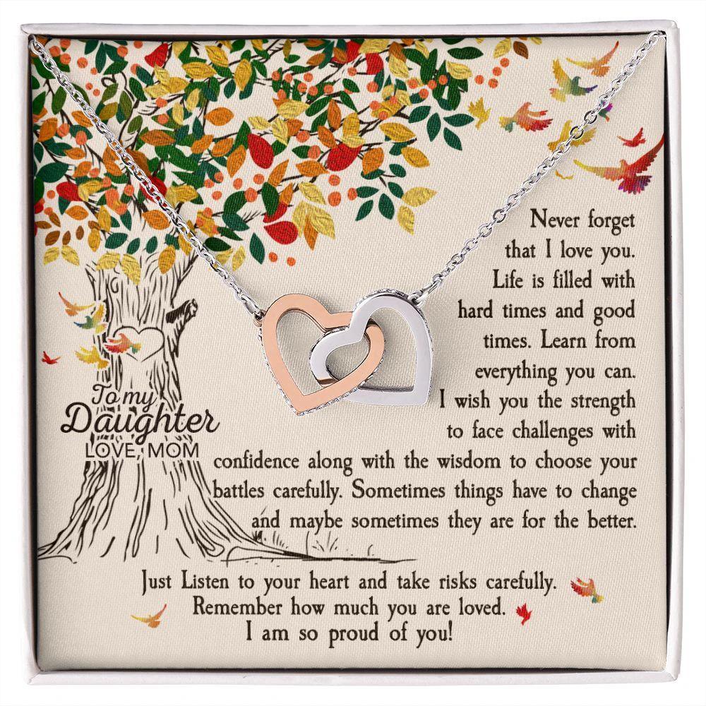 To My Daughter Never Forget That I Love You Interlocking Hearts Necklace