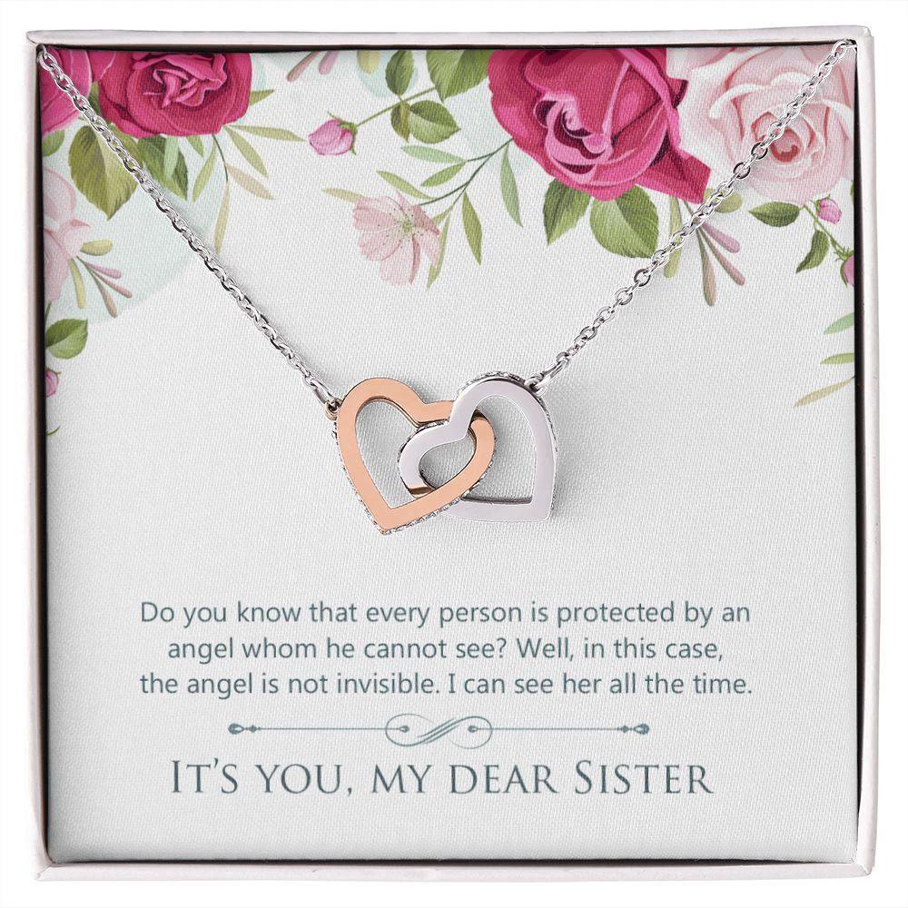 Gift for Sister Interlocking Hearts Necklace