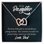 To My Daughter Gift From Dad - You Make Me Proud - Interlocking Hearts Necklace