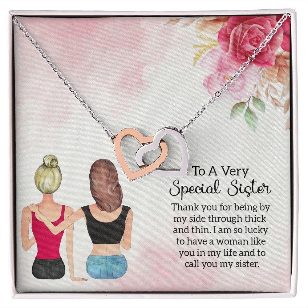 To a Special Sister Interlocking Hearts Necklace