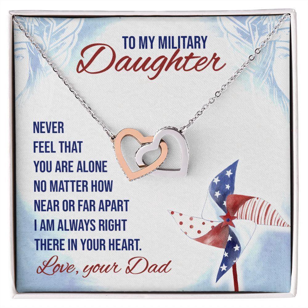 To My Military Daughter Interlocking Hearts Necklace