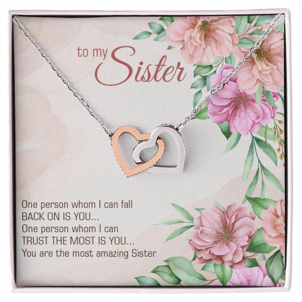 Gift for My Amazing Sister Interlocking Hearts Necklace