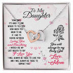 To My Daughter Loving and Breathing Interlocking Hearts Necklace