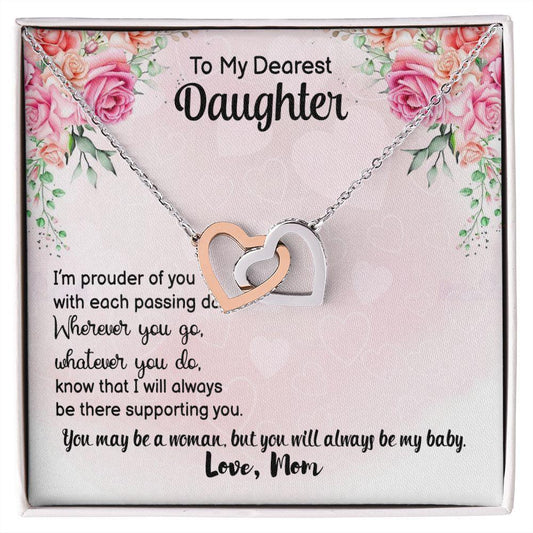 Dearest Daughter Interlocking Hearts Necklace - Mallard Moon Gift Shop