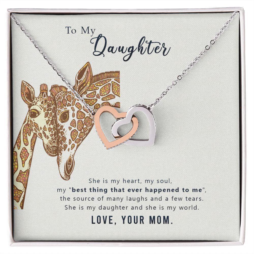 To My Daughter Heart and Soul Interlocking Hearts Necklace