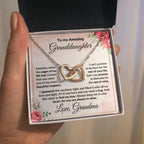 To My Amazing Granddaughter - I Promise to Love You - Interlocking Hearts Necklace with Gift Box
