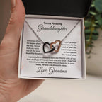 To My Granddaughter Interlocking Hearts Pendant Necklace with Personalized Message Card
