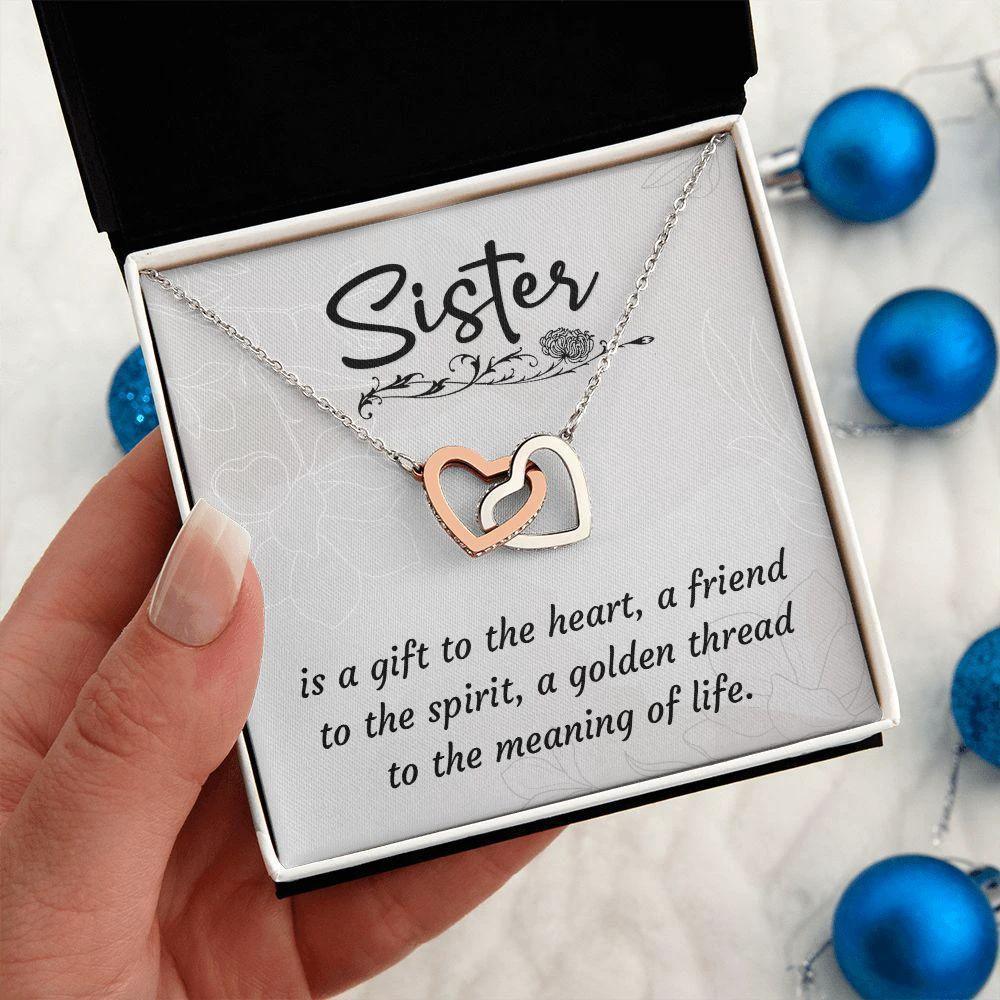A Sister is a Gift Interlocking Hearts Necklace