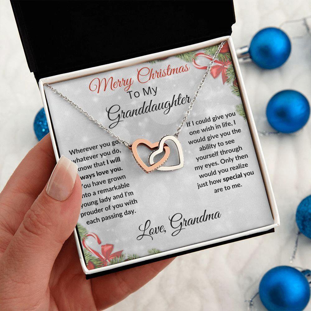 Christmas Gift for Granddaughter Interlocking Hearts Pendant Necklace