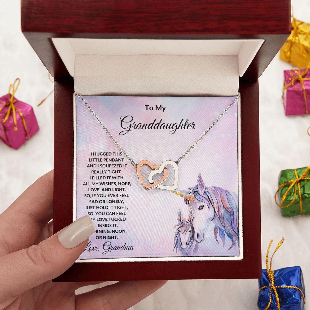 To My Granddaughter Love and Light Hearts Necklace
