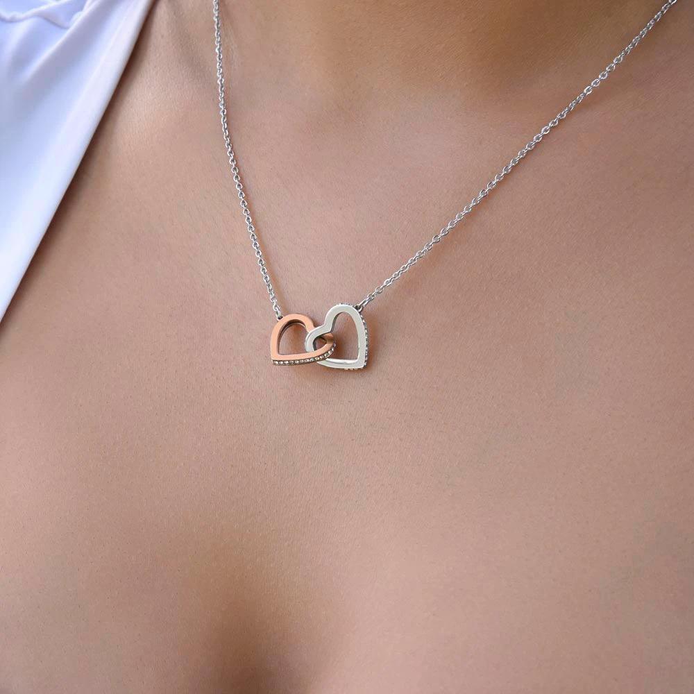To My Amazing Daughter Interlocking Hearts Pendant Necklace with Personalized Message Card