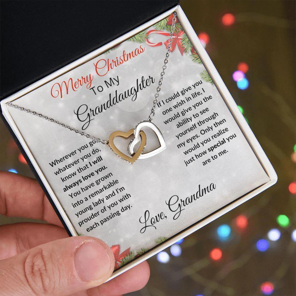 Christmas Gift for Granddaughter Interlocking Hearts Pendant Necklace