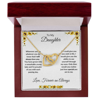 Daughter -Love Always - Interlocking Hearts Necklace - Mallard Moon Gift Shop