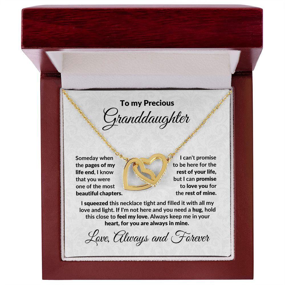 To My Precious Granddaughter Interlocking Heart Necklace with Message Card and Gift Box