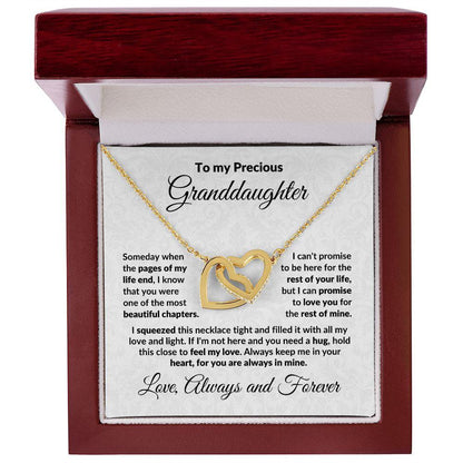 To My Precious Granddaughter Interlocking Heart Necklace with Message Card and Gift Box - Mallard Moon Gift Shop