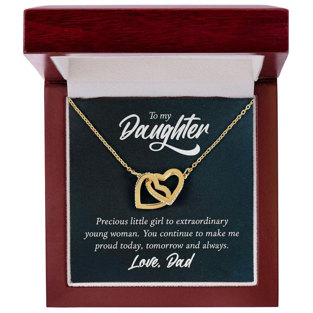 To My Daughter Gift From Dad - You Make Me Proud - Interlocking Hearts Necklace
