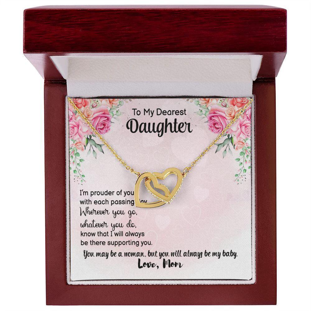Dearest Daughter - I Will Always Be There - Interlocking Hearts Necklace